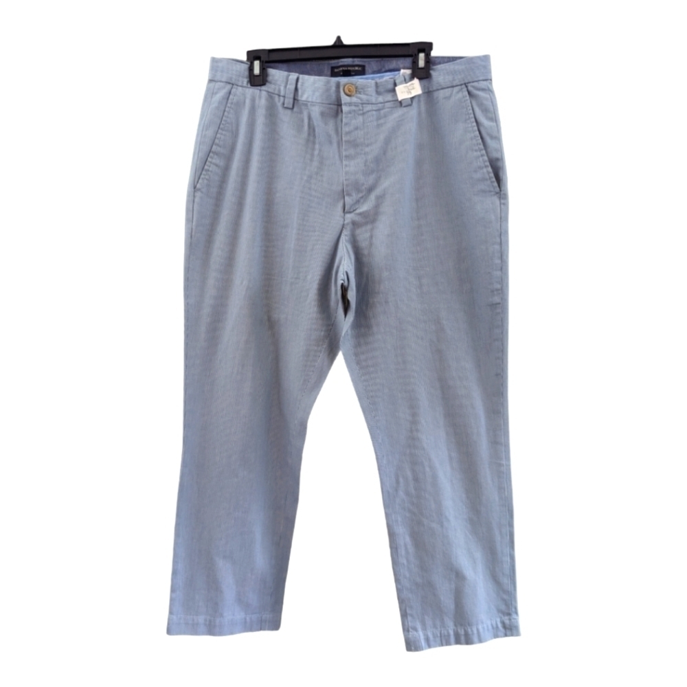 BANANA Republic Aiden Chino cornflower blue and cream striped pants. 36 X 30